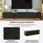 Fluted TV Stand for 85-Inch TVs with 4 Drawers and Gold Base