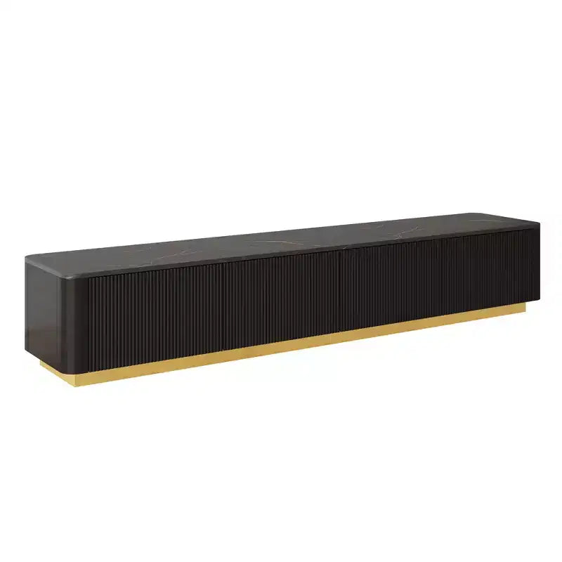 Fluted TV Stand for 85-Inch TVs with 4 Drawers and Gold Base