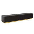 Fluted TV Stand for 85-Inch TVs with 4 Drawers and Gold Base
