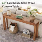 63-Inch Solid Wood Console Table with Splayed Legs