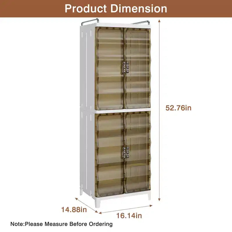 2/3-Tier Tall Narrow Storage Cabinet with Glass Doors, White