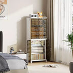 2/3-Tier Tall Narrow Storage Cabinet with Glass Doors, White