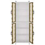 2/3-Tier Tall Narrow Storage Cabinet with Glass Doors, White