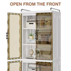 2/3-Tier Tall Narrow Storage Cabinet with Glass Doors, White