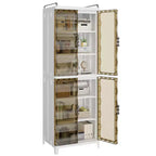 2/3-Tier Tall Narrow Storage Cabinet with Glass Doors, White