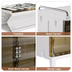 2/3-Tier Tall Narrow Storage Cabinet with Glass Doors, White