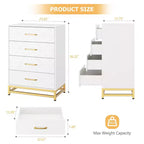 4-Drawer Dresser with Metal Legs and Gold Handles