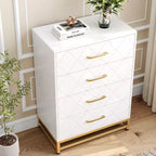 4-Drawer Dresser with Metal Legs and Gold Handles