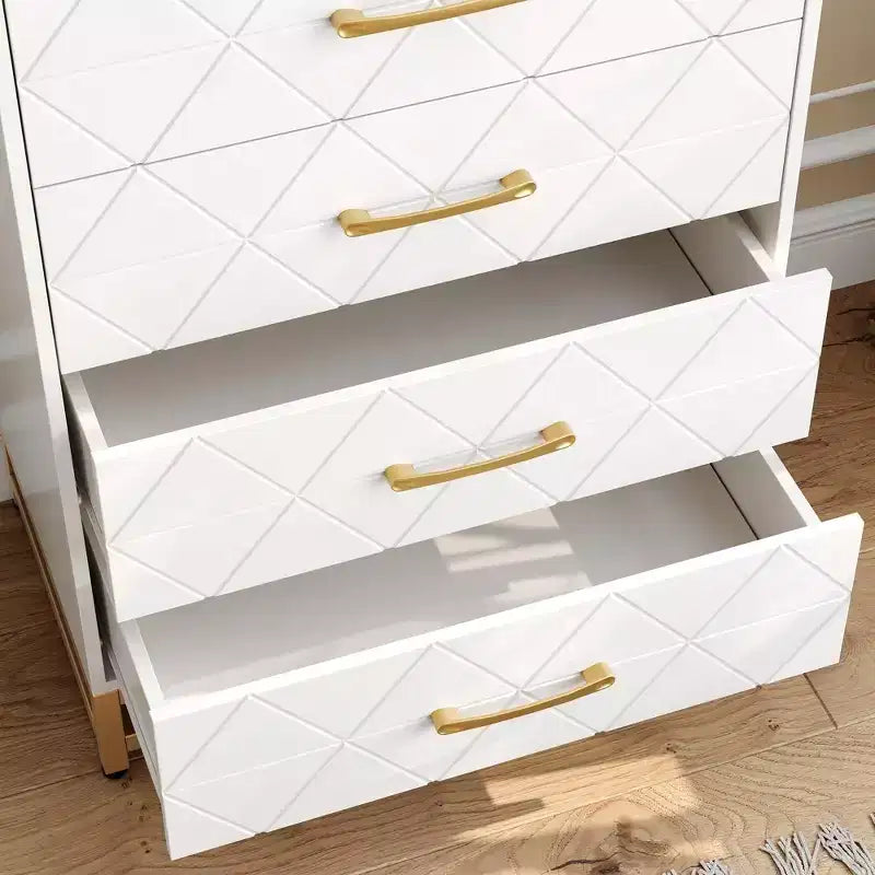 4-Drawer Dresser with Metal Legs and Gold Handles