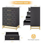 4-Drawer Dresser with Metal Legs and Gold Handles