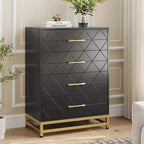 4-Drawer Dresser with Metal Legs and Gold Handles