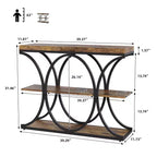 39-Inch 3-Tier Console Table with Metal Frame