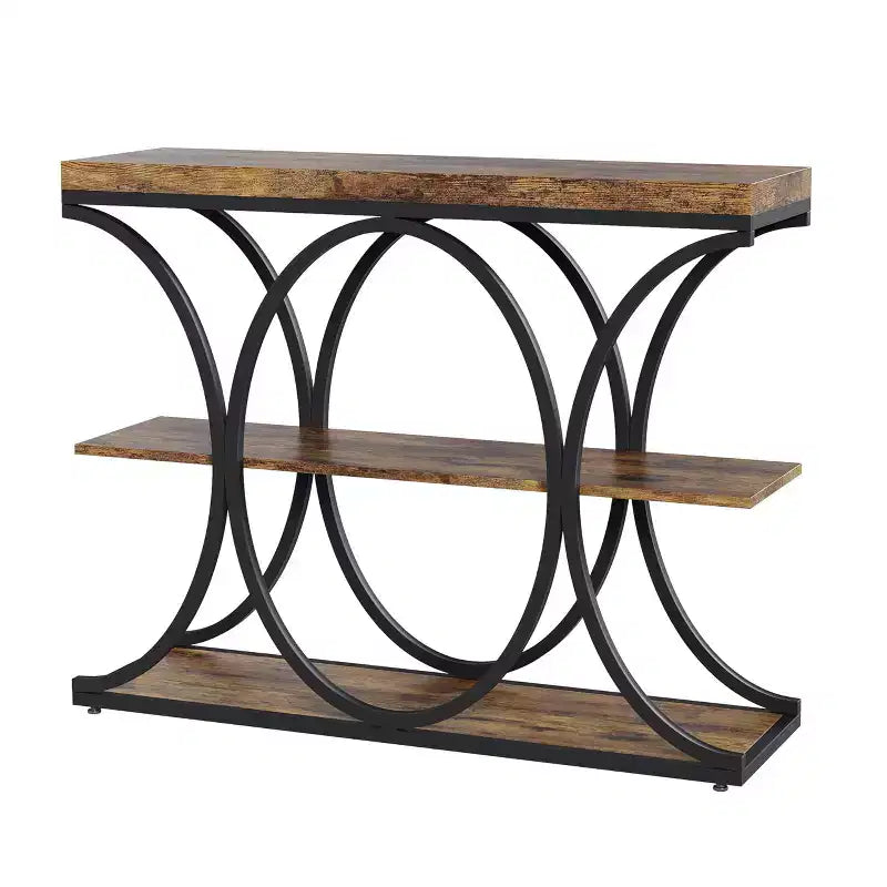39-Inch 3-Tier Console Table with Metal Frame