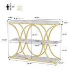 39-Inch 3-Tier Console Table with Metal Frame