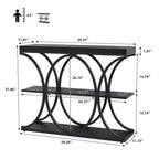 39-Inch 3-Tier Console Table with Metal Frame