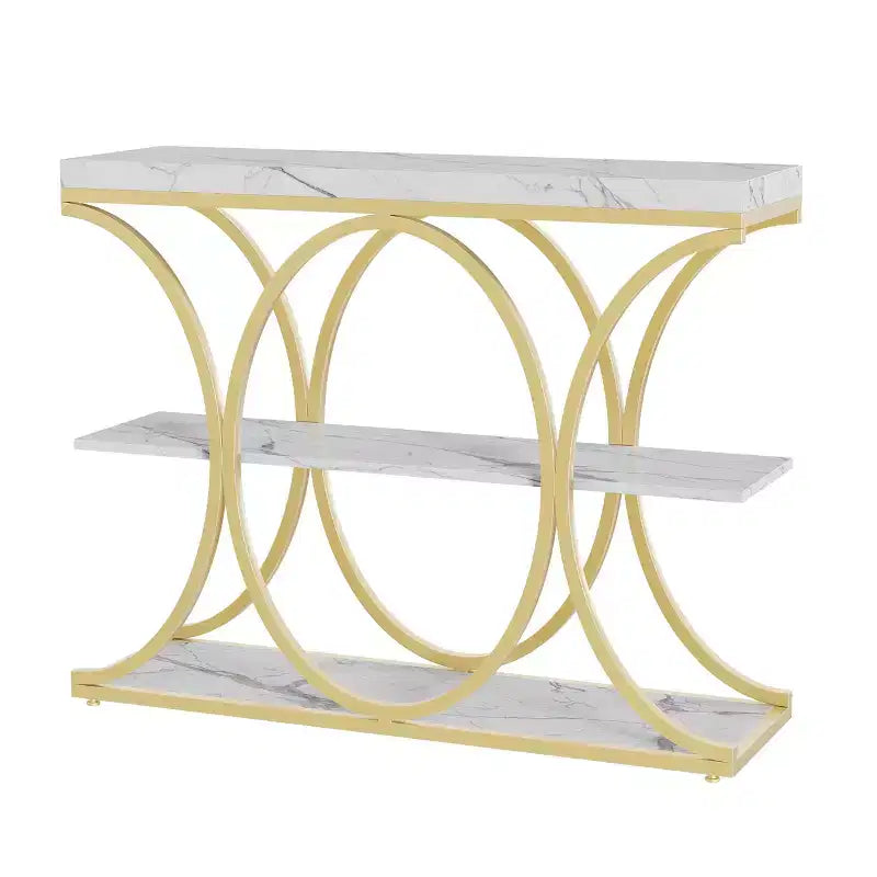 39-Inch 3-Tier Console Table with Metal Frame