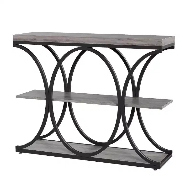 39-Inch 3-Tier Console Table with Metal Frame