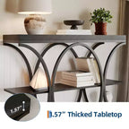 39-Inch 3-Tier Console Table with Metal Frame
