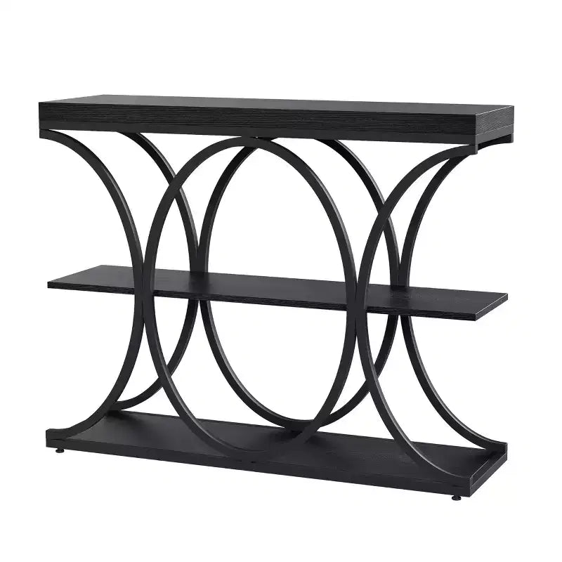 39-Inch 3-Tier Console Table with Metal Frame