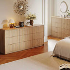 9-Drawer Fluted Dresser with Metal Handles