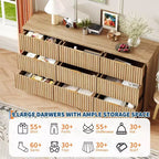9-Drawer Fluted Dresser with Metal Handles