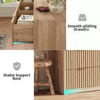 9-Drawer Fluted Dresser with Metal Handles