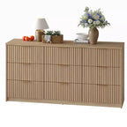 9-Drawer Fluted Dresser with Metal Handles