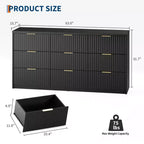 9-Drawer Fluted Dresser with Metal Handles