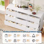 9-Drawer Fluted Dresser with Metal Handles