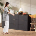 9-Drawer Fluted Dresser with Metal Handles