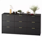 9-Drawer Fluted Dresser with Metal Handles