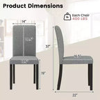 Dining Chair Set of 2, Mid-Century Modern Upholstered Parson Chairs