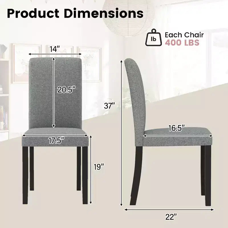 Dining Chair Set of 2, Mid-Century Modern Upholstered Parson Chairs