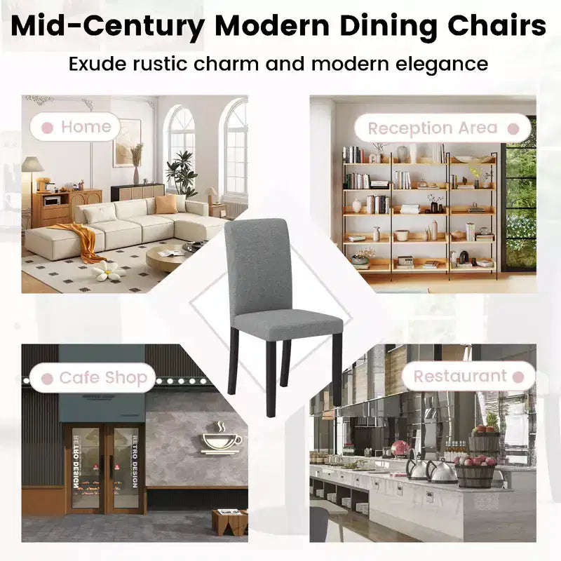Dining Chair Set of 2, Mid-Century Modern Upholstered Parson Chairs