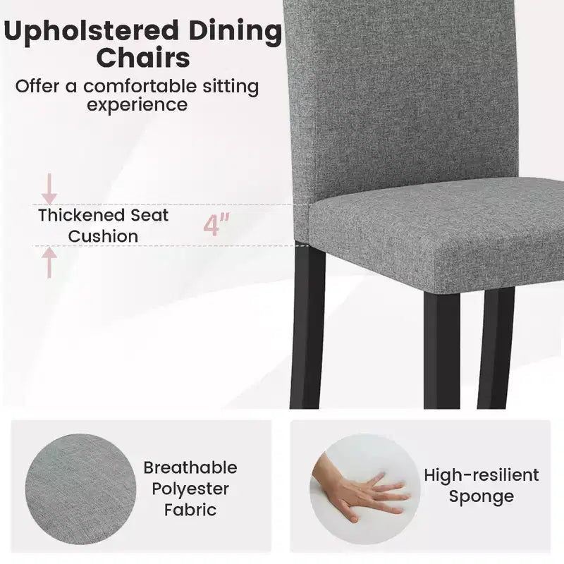 Dining Chair Set of 2, Mid-Century Modern Upholstered Parson Chairs