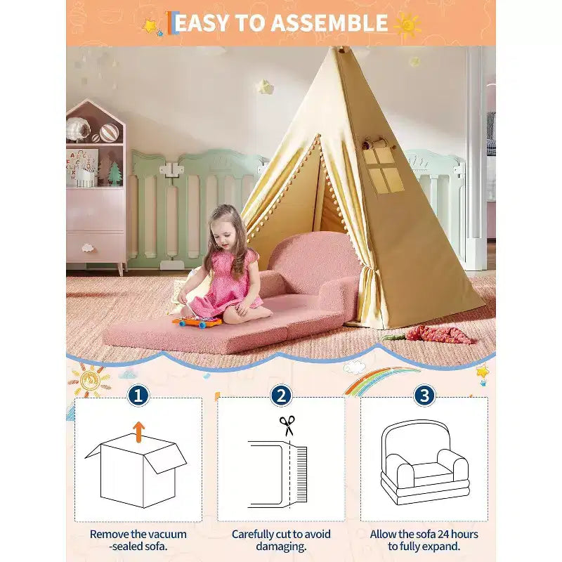 2-in-1 Convertible Kids Sofa Chair and Lounger