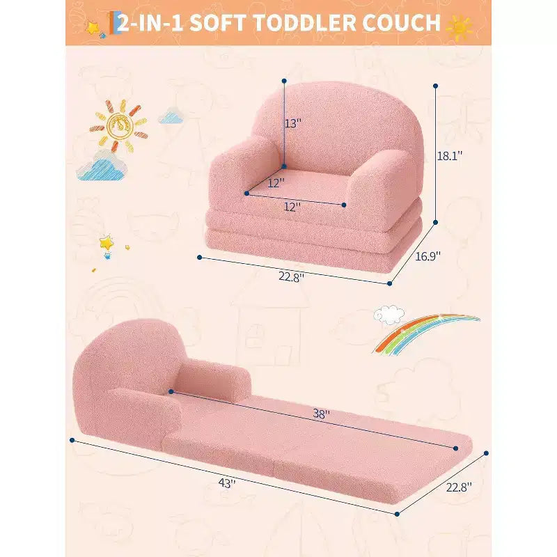 2-in-1 Convertible Kids Sofa Chair and Lounger