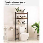 3-Tier Over-Toilet Storage Shelf with Hooks and Adjustable Feet