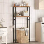 3-Tier Over-Toilet Storage Shelf with Hooks and Adjustable Feet