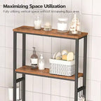 3-Tier Over-Toilet Storage Shelf with Hooks and Adjustable Feet