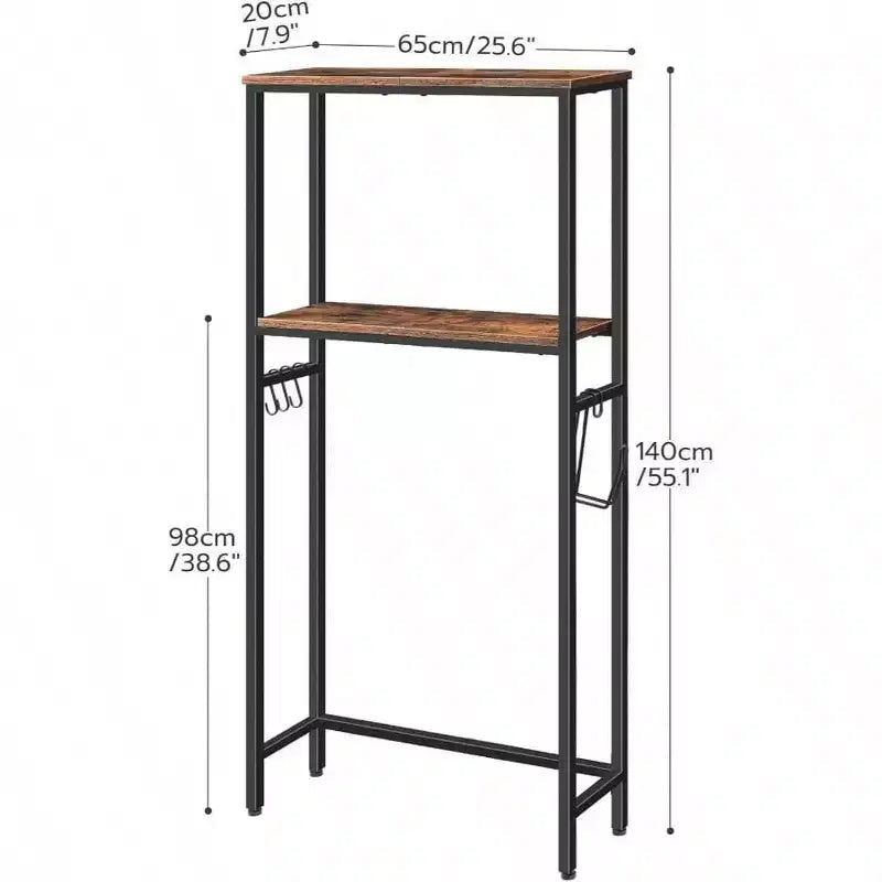 3-Tier Over-Toilet Storage Shelf with Hooks and Adjustable Feet