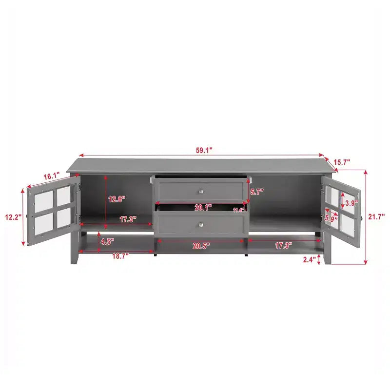 TV Stand with Doors and Drawers for 60-Inch TVs, Entertainment Center with Shelves