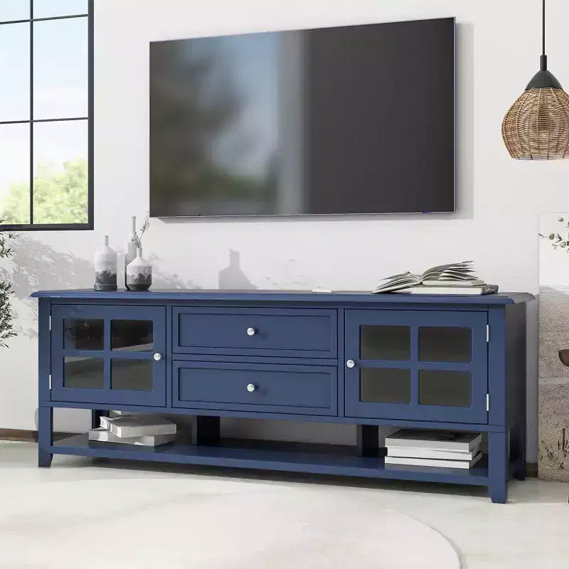 TV Stand with Doors and Drawers for 60-Inch TVs, Entertainment Center with Shelves
