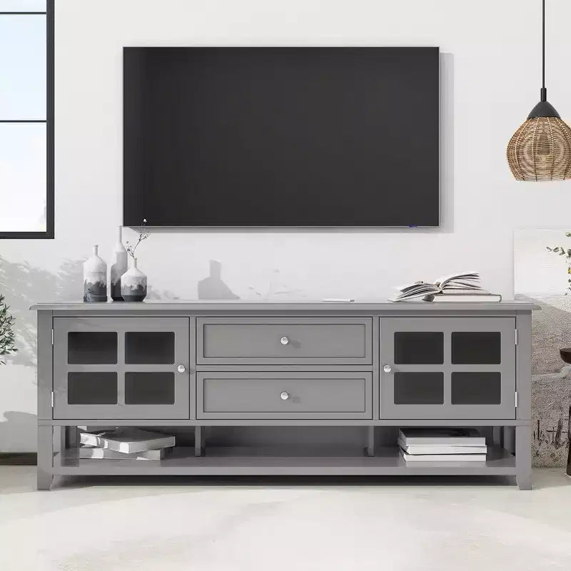 TV Stand with Doors and Drawers for 60-Inch TVs, Entertainment Center with Shelves
