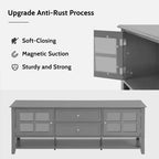 TV Stand with Doors and Drawers for 60-Inch TVs, Entertainment Center with Shelves