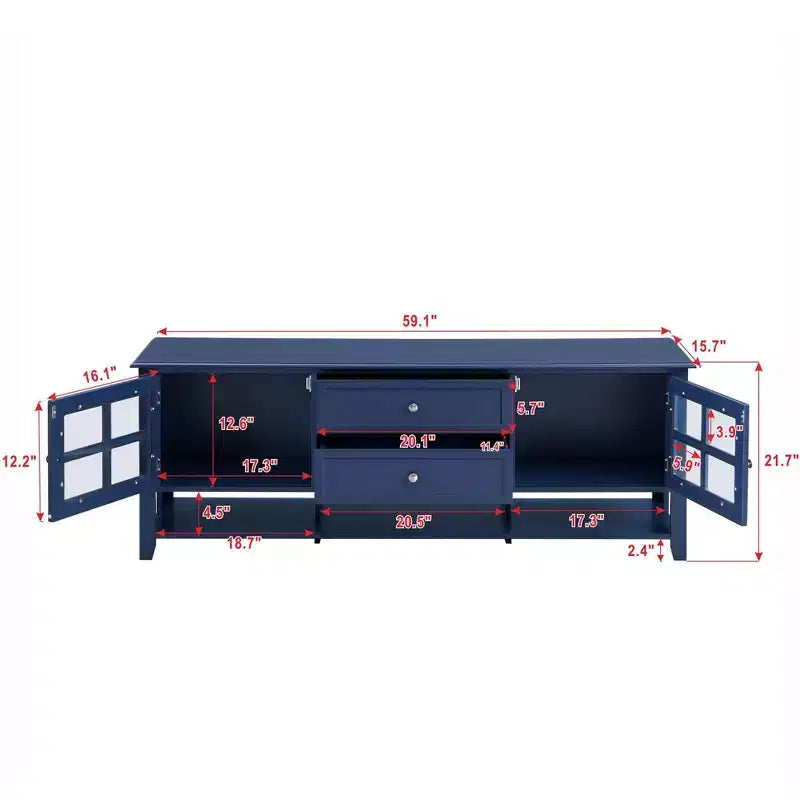 TV Stand with Doors and Drawers for 60-Inch TVs, Entertainment Center with Shelves