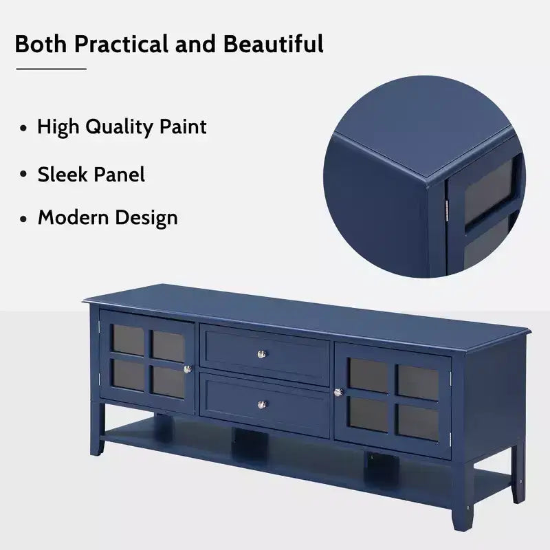 TV Stand with Doors and Drawers for 60-Inch TVs, Entertainment Center with Shelves