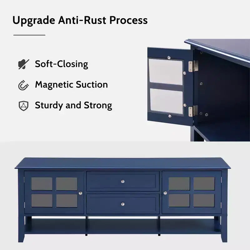 TV Stand with Doors and Drawers for 60-Inch TVs, Entertainment Center with Shelves