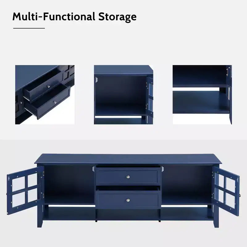 TV Stand with Doors and Drawers for 60-Inch TVs, Entertainment Center with Shelves