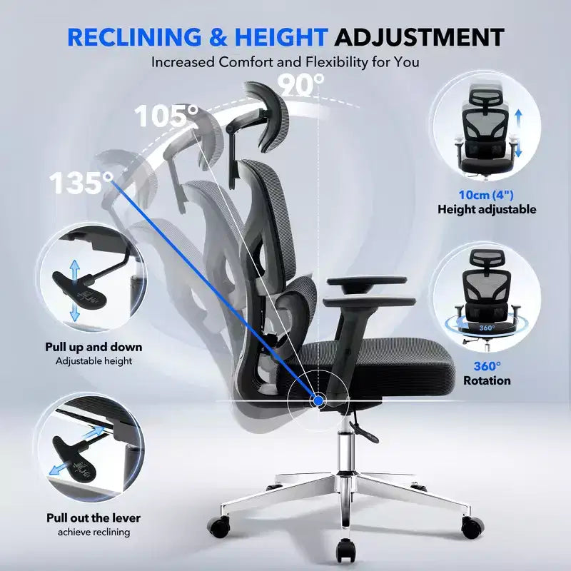 Ergonomic High-Back Mesh Office Chair with Adjustable Lumbar Support